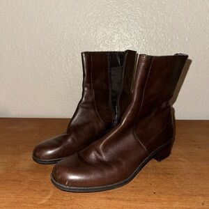 brown leather ankle boots